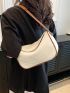 Litchi Embossed Hobo Bag Elegant Contrast Binding PU