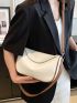 Litchi Embossed Hobo Bag Elegant Contrast Binding PU