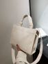 White Square Bag Casual Double Handle Polyester