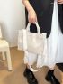 White Square Bag Casual Double Handle Polyester