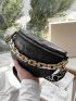 Small Waist Bag Cartoon Embossed Chain Decor