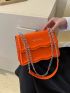 Small Square Bag Letter Print Chain Strap Neon Orange