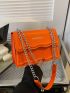 Small Square Bag Letter Print Chain Strap Neon Orange