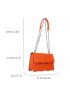 Small Square Bag Letter Print Chain Strap Neon Orange