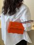 Small Square Bag Letter Print Chain Strap Neon Orange