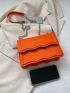 Small Square Bag Letter Print Chain Strap Neon Orange