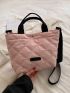 Quilted Top Handle Bag Small Double Handle Pink