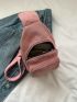 Mini Sling Bag Zipper Colorblock Corduroy