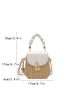 Mini Straw Bag Top Handle Ruched Detail Chain Strap For Vacation