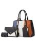 4pcs Bag Set Colorblock Shoulder Tote Bag Double Handle Fashion Style, Best Work Bag For Women