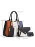 4pcs Bag Set Colorblock Shoulder Tote Bag Double Handle Fashion Style, Best Work Bag For Women