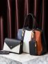 4pcs Bag Set Colorblock Shoulder Tote Bag Double Handle Fashion Style, Best Work Bag For Women