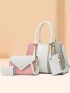 4pcs Bag Set Colorblock Shoulder Tote Bag Double Handle Fashion Style, Best Work Bag For Women