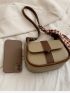 Mini Saddle Bag Colorblock With Twilly Scarf Decor