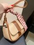 Mini Saddle Bag Colorblock With Twilly Scarf Decor