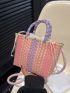 Small Bucket Bag Double Handle Colorblock For Summer, Clear Bag