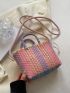 Small Bucket Bag Double Handle Colorblock For Summer, Clear Bag