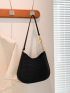 Medium Hobo Bag Crocodile Embossed Solid Black