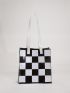 Medium Square Bag Plaid Pattern Double Handle