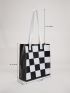 Medium Square Bag Plaid Pattern Double Handle