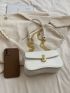 Mini Square Bag Fashionable White Crocodile Embossed Chain Flap PU