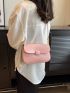 Mini Square Bag Fashionable Pink Flap PU