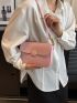 Mini Square Bag Fashionable Pink Flap PU