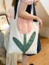 Large Shopper Bag Floral Pattern Preppy