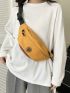 Letter Patch Decor Waist Bag Colorblock Unisex