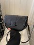 Geometric Embossed Saddle Bag Mini Flap Black