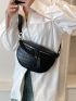 Crocodile Embossed Fanny Pack Chain Decor Black