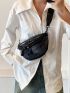 Crocodile Embossed Fanny Pack Chain Decor Black