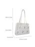 Sequin Decor Square Bag Medium Patch Decor White