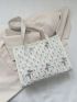 Sequin Decor Square Bag Medium Patch Decor White