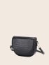 Crocodile Embossed Saddle Bag Mini Black