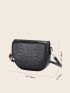 Crocodile Embossed Saddle Bag Mini Black