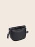 Crocodile Embossed Saddle Bag Mini Black