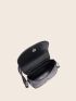 Crocodile Embossed Saddle Bag Mini Black