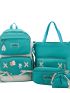 4pcs Bag Sets Backpack Tote Clutch Bag Coin Purse