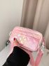 Letter Graphic Square Bag Holographic Mini Pink