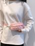 Letter Graphic Square Bag Holographic Mini Pink