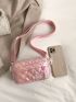 Letter Graphic Square Bag Holographic Mini Pink