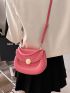 Minimalist Saddle Bag Metal Decor Small Neon Pink