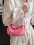 Mini Hobo Bag Litchi Embossed Pink