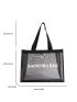 Medium Beach Bag Shopping Bag Clear White Sport Lightweight Minimalist For Pool Summer Gym Beach