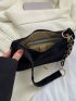 Geometric Pattern Hobo Bag Small Black