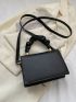 Mini Flap Square Bag Ruched Handle With Coin Purse Solid Black