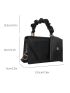 Mini Flap Square Bag Ruched Handle With Coin Purse Solid Black