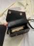 Mini Flap Square Bag Ruched Handle With Coin Purse Solid Black