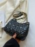 Quilted Pattern Pocket Front Hobo Bag Chain Fashion